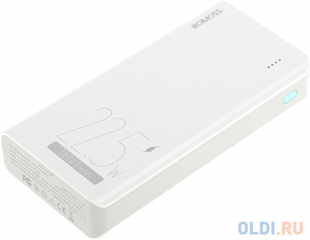 Внешний аккумулятор Power Bank 30000 мАч Romoss Sense 8F белый, размер 167х80х32,8 мм - фото 2