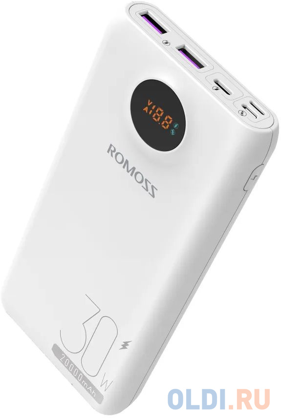 Внешний аккумулятор Power Bank 20000 мАч Romoss SW20S Pro белый, размер 81,2х168,5х23,8 мм - фото 1