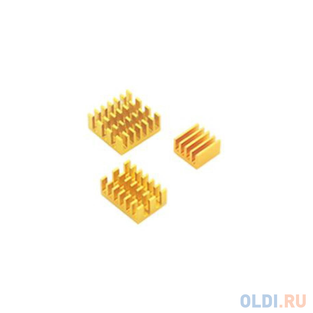 RA539   Набор радиаторов ACD  Gold 3 in 1 Heat Sink Set Aluminum (15x10x5мм, 14x14x6мм и 8.8x8.8x5мм) for Raspberry Pi 4B комплект из 3шт