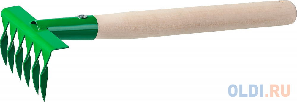 Грабельки садовые с деревянной ручкой, РОСТОК 39611, 6 витых зубцов, 120x62x405 мм лопатка палетка с деревянной ручкой изогнутая 36 5 см