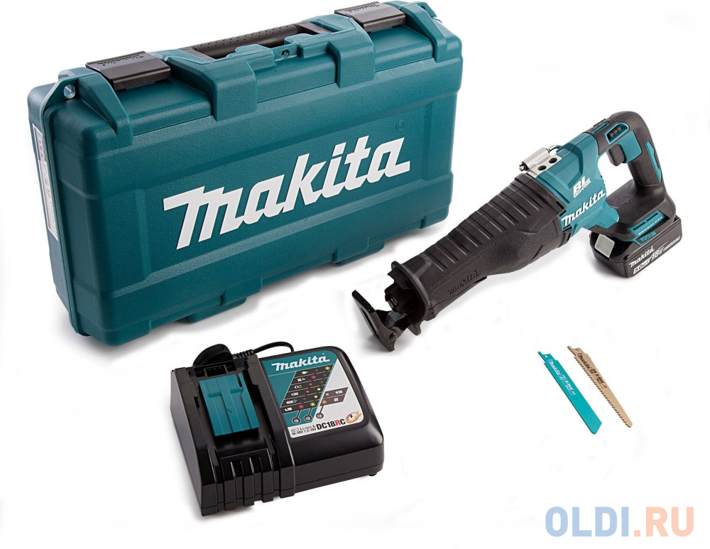 Makita DJR187RT Пила саб ак б\\щ,18В,2х5АчLi-ion,0-2300\\0-3000об\\м,ход-32мм,рез-255мм,3.4кг,чем,подсв