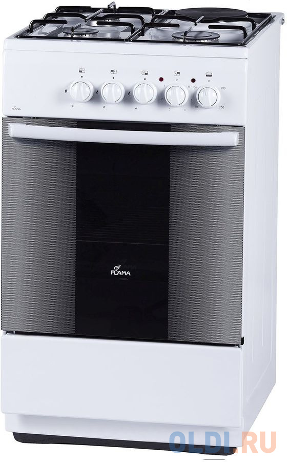 

Плита Комбинированная Flama RK 23-105 W белый (без крышки) реш.эмаль