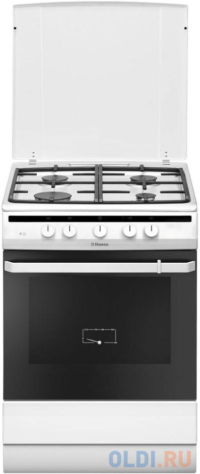 

Плита Газовая Hansa FCGW63020G белый (металлическая крышка) реш.чугун