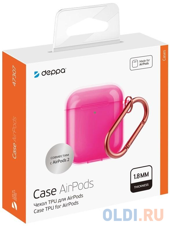Чехол Deppa Neon для AirPods розовый 47307 - фото 3