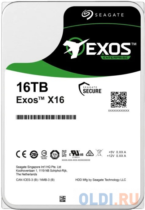 Накопитель на жестком магнитном диске Seagate Жесткий диск Exos X16 HDD 16TB 512E ST16000NM002G 3.5