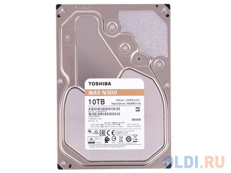 Жесткий диск Toshiba SATA-III 10Tb HDWG11AUZSVA NAS N300 (7200rpm) 256Mb 3.5" Bulk фото