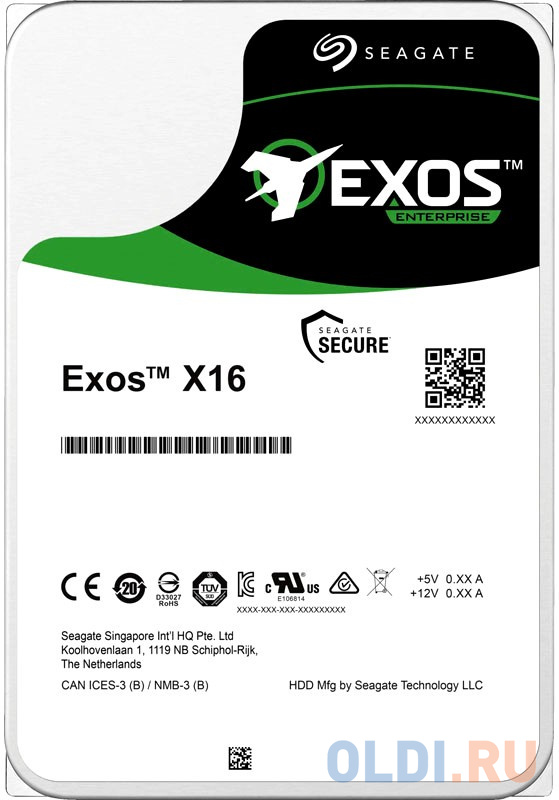 

3.5" 10ТВ Seagate Exos X16 ST10000NM002G SAS 12Gb/s, 7200rpm, 256MB, 512e/4Kn, Bulk