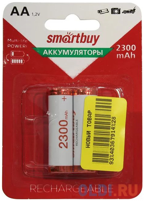 Аккумулятор 2300 mAh Smart Buy SBR-2A02BL2300 AA 2 шт