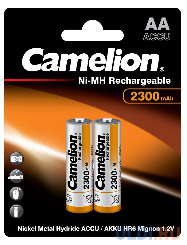 Аккумуляторы 2300 mAh Camelion NH-AA2300BP2 AA 2 шт camelion cr2477 bl 1 cr2477 bp1 батарейка литиевая 3v 1 шт в уп ке