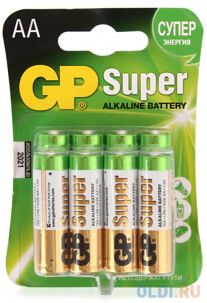 Батарейки GP AA 8 шт GP15A-2CR8 старт аккумуляторные батарейки hr03 ааа 1100mah ni mh bl2 2 шт 2