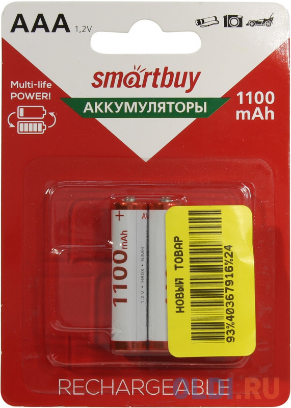 

Smartbuy AAA/2BL 1100 mAh (24/240) (SBBR-3A02BL1100) (2шт. в уп-ке)