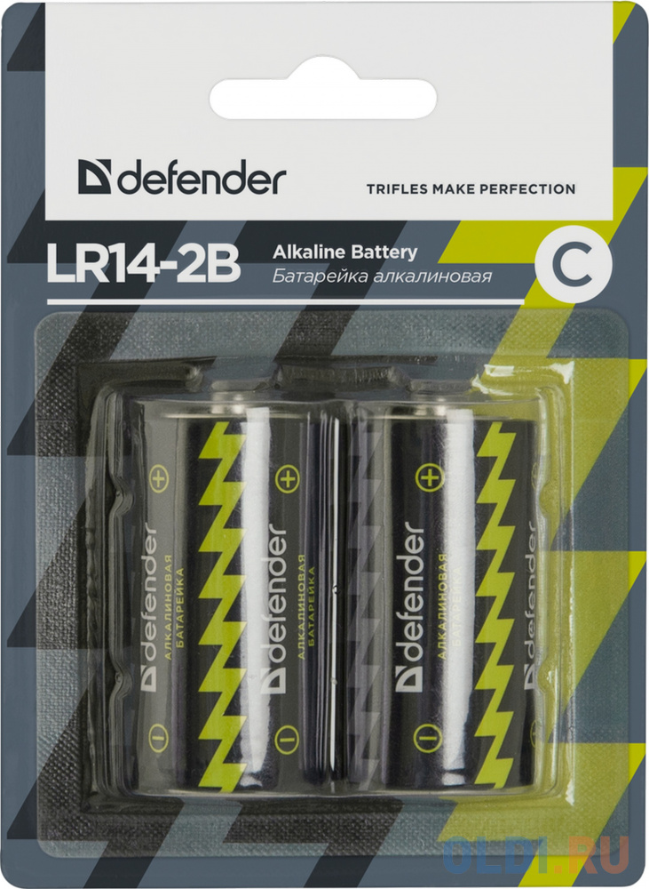 Батарейка Defender алкалиновая ( C ) LR14-2B С, в блистере 2 шт