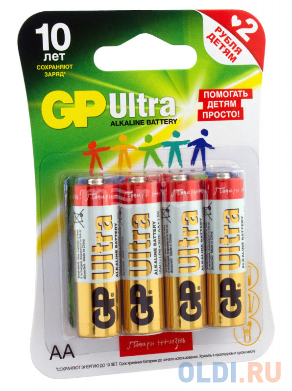 

Батарейки GP Ultra AA 4 шт 15AUGLNEW