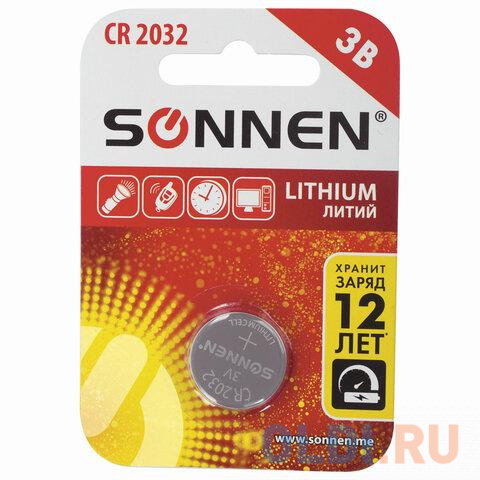 

Батарейка SONNEN Lithium, CR2032, литиевая, 1 шт., в блистере, 451974