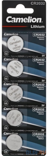 Camelion.CR2032 BL-5 (CR2032-BP5, батарейка литиевая,3V) (5 шт.в уп-ке)