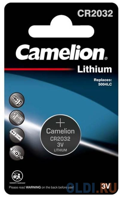 Camelion CR2032 BL-1 (CR2032-BP1, батарейка литиевая,3V) (1 шт. в уп-ке) camelion r 6 blue bl 4 r6p bp4b батарейка 1 5в 4 шт в уп ке