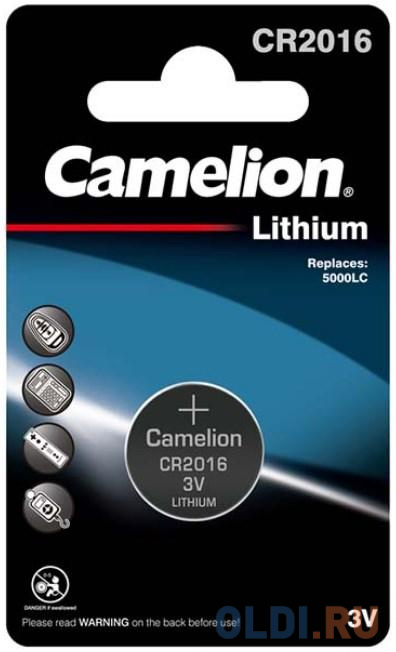 Camelion CR2016 BL-1 (CR2016-BP1, батарейка литиевая,3V) (1 шт. в уп-ке) camelion cr1220 bl 1 cr1220 bp1 батарейка литиевая 3v 1 шт в уп ке