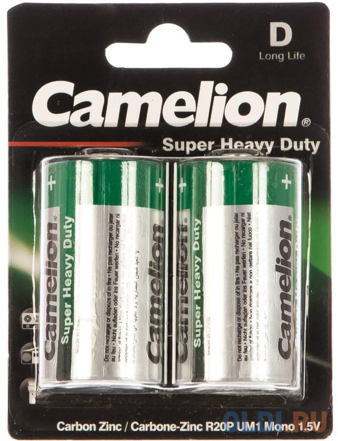 Camelion  R20  BL-2 (R20P-BP2G, батарейка,1.5В)  (2 шт. в уп-ке) camelion r 03 sr 4 r03p sp4g батарейка 1 5в в уп ке 4 шт