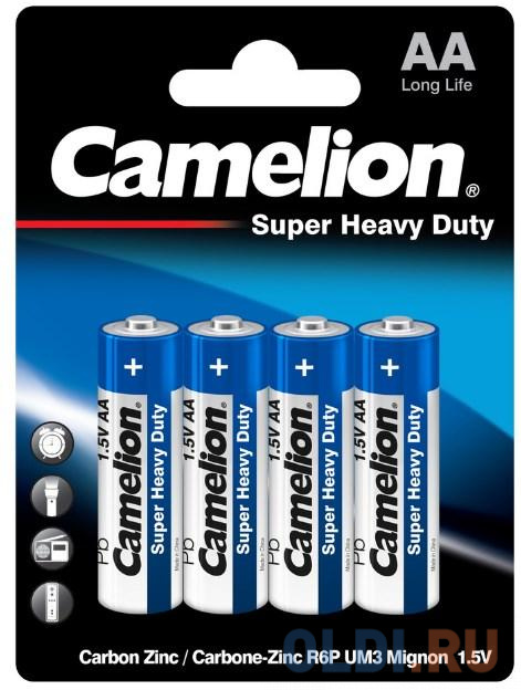 Camelion R 6 Blue BL-4 (R6P-BP4B, батарейка,1.5В)  (4 шт. в уп-ке) camelion cr2477 bl 1 cr2477 bp1 батарейка литиевая 3v 1 шт в уп ке