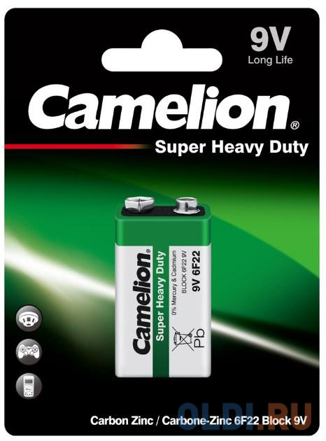 Camelion  6F22 BL-1 (6F22-BP1G, батарейка,9В) (1 шт. в уп-ке) camelion lr 1 alkaline bl 2 lr1 bp2 батарейка 1 5в 2 шт в уп ке