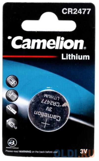 Camelion CR2477 BL-1 (CR2477-BP1, батарейка литиевая,3V) (1 шт. в уп-ке) аккумуляторы 600 mah camelion nh aaa600bp2 aaa 2 шт