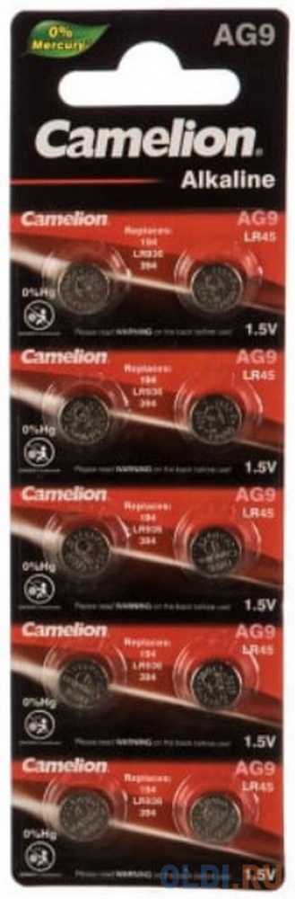 Camelion G 9  BL-10 Mercury Free (AG9-BP10(0%Hg), 394A/LR936/194 батарейка для часов)  (10 шт. в уп-ке) camelion cr1616 bl 1 cr1616 bp1 батарейка литиевая 3v 1 шт в уп ке