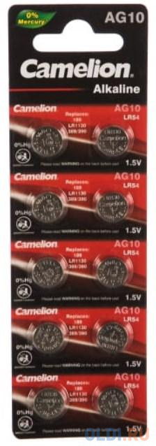 Camelion G10  BL-10 Mercury Free (AG10-BP10(0%Hg), 389A/LR1130/189 батарейка для часов) (10 шт. в уп-ке) camelion cr123a bl 1 cr123a bp1 батарейка фото 3в 1 шт в уп ке