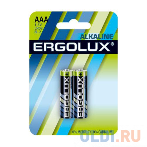 

Батарея Ergolux Alkaline LR03 BL-2 AAA 1250mAh (2шт) блистер