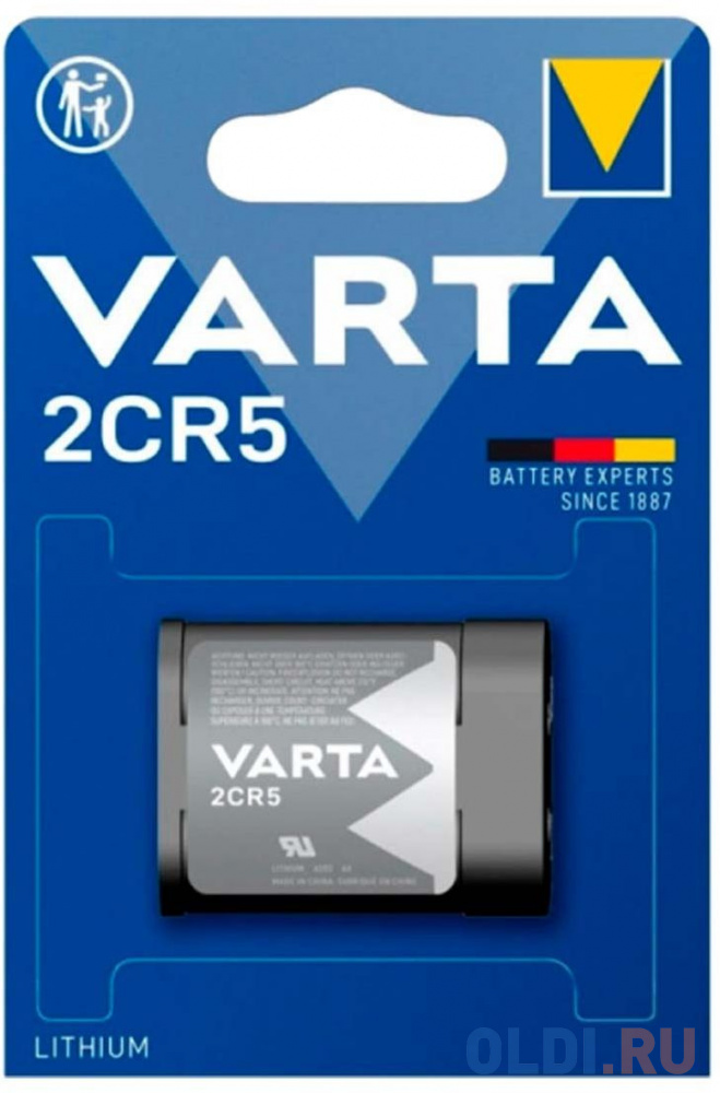 Батарея Varta Lithium BL1 2CR5 (1шт) блистер пуговичные литиевые элементы питания батарея wurth lithium cr2032 3 v 0827082032061 100