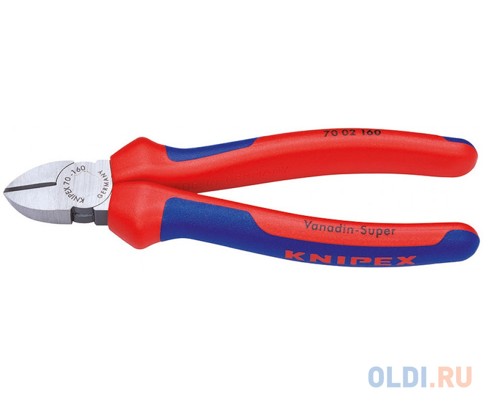 

Бокорезы KNIPEX 7002160 160мм диагональные, ручки с двухцветными многокомпонентными чехлами
