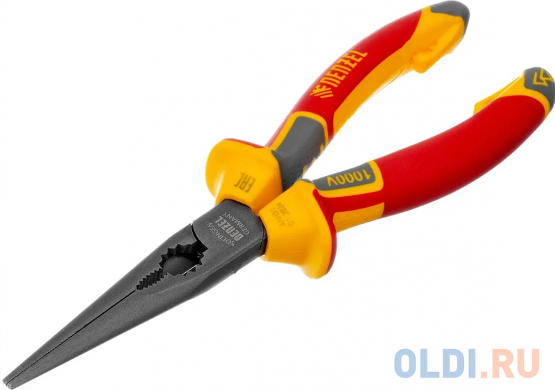 

Длинногубцы прямые, диэлектрические рукоятки до 1000 В, трехкомпонентные рукоятки, 205 мм// Denzel