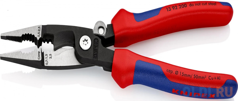 KNIPEX Клещи электромонтажные, 6-в-1, зачистка: 0.75 - 1.5 + 2.5 мм, L-200 мм KN-1392200SB