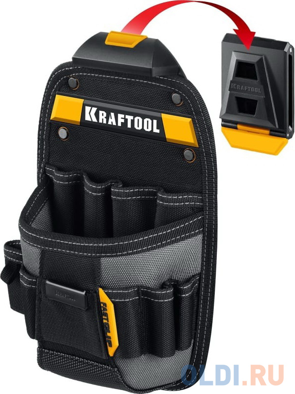 KRAFTOOL KP-11 с быстросъёмным креплением FastClip, 11 карманов и петель, 170 х 360 мм, поясная сумка (38777)