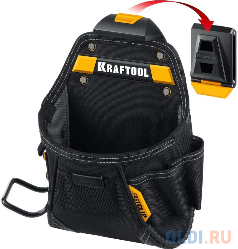 KRAFTOOL KP-6 с быстросъёмным креплением FastClip, 6 карманов и петель, 240 х 250 мм, поясная сумка (38775)