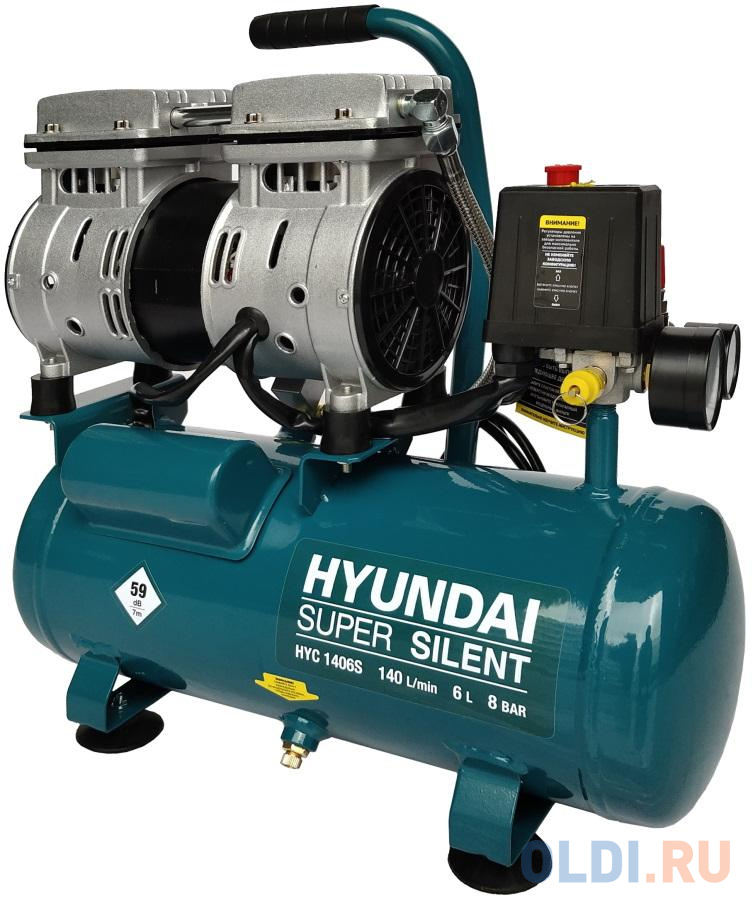 Компрессор Hyundai HYC 1406S 0,75кВт компрессор поршневой hyundai hyc 402100lms 100 л 400 л мин