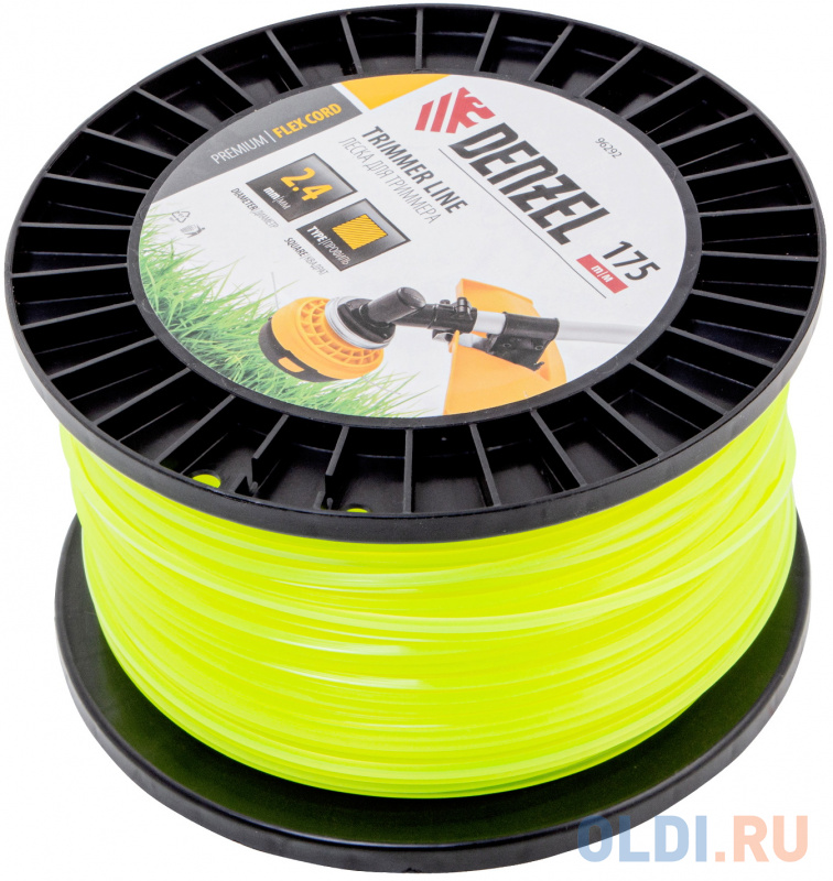 

Леска для триммера квадрат, 2,4мм х 175м, на DIN катушке FLEX CORD// Denzel