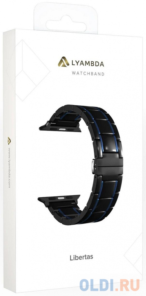 Керамический ремешок для Apple Watch 38/40 mm LYAMBDA LIBERTAS DS-APG-06-40-BD Black/Dark Blue, цвет черный