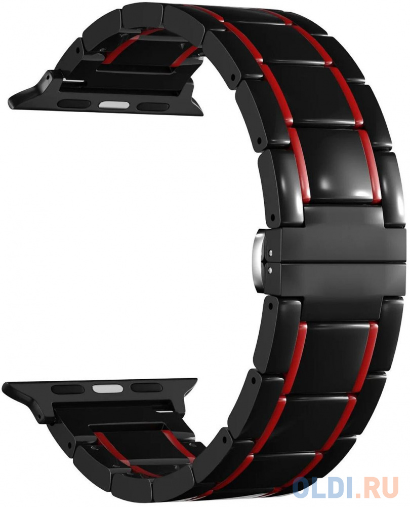 Керамический ремешок для Apple Watch 42/44 mm LYAMBDA LIBERTAS DS-APG-06-44-BR Black/Red, цвет черный/красный