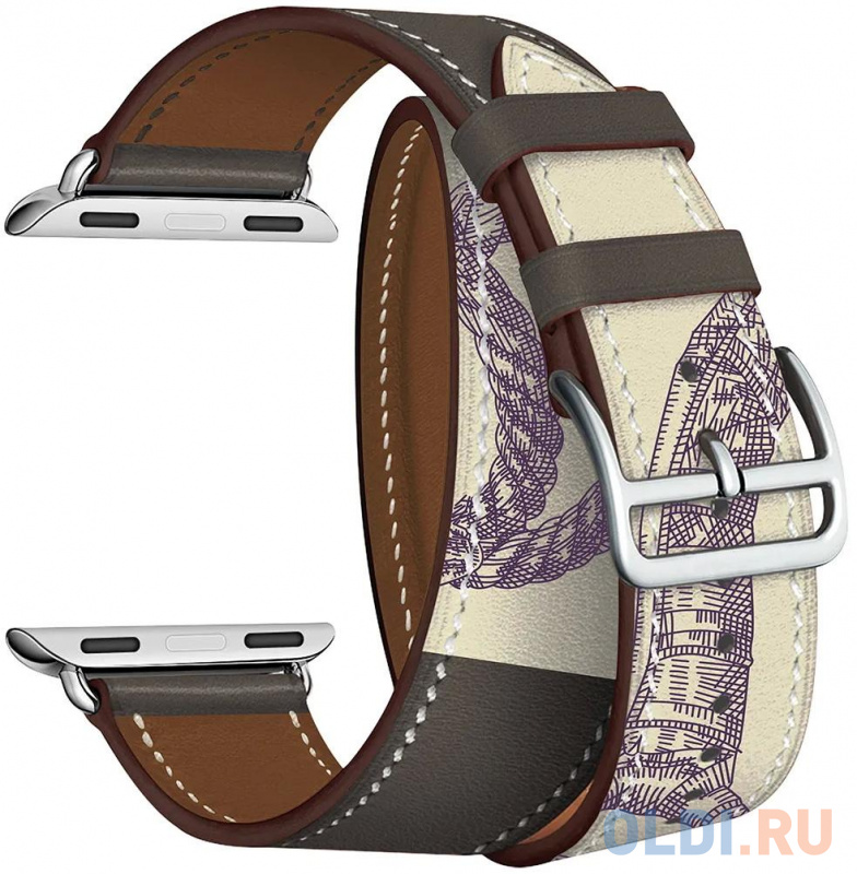 

Кожаный ремешок в два оборота для Apple Watch 42/44 mm LYAMBDA MERIDIANA LWA-01-44-GRP Gray/Beige rope, Серый