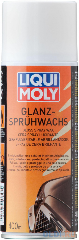 Жидкий воск LiquiMoly Glanz-Spruhwachs 1647 полироль для хромированных поверхностей liquimoly chrom glanz creme 1529