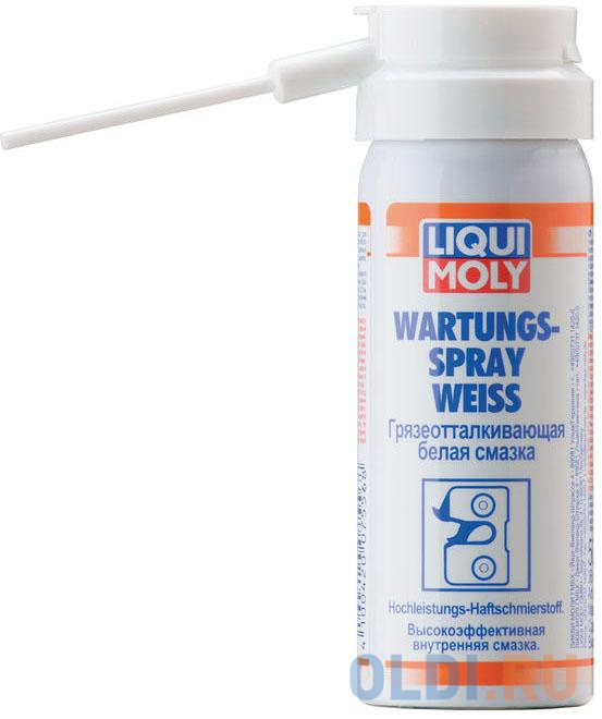 Грязеотталкивающая белая смазка LiquiMoly Wartungs-Spray weiss 7556 профессиональная сверхлипкая смазка спрей liqui moly pro line haftschimer spray 0 4 л 7388