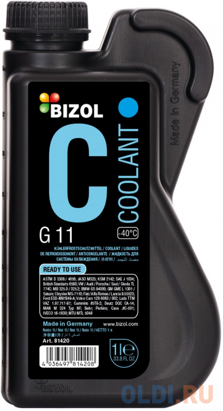 81420 BIZOL Антифриз Coolant G11(-40) (1л)