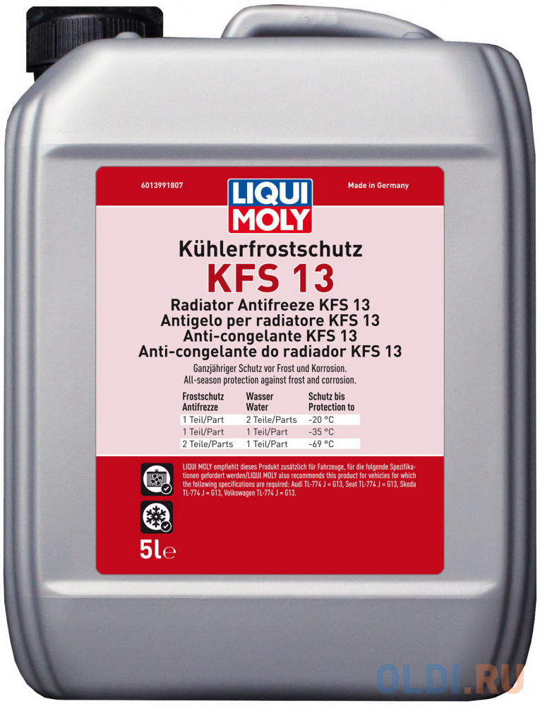 21140 LiquiMoly Антифриз-конц. Kuhlerfrostschutz KFS 13 (5л) очиститель мотора liqui moly