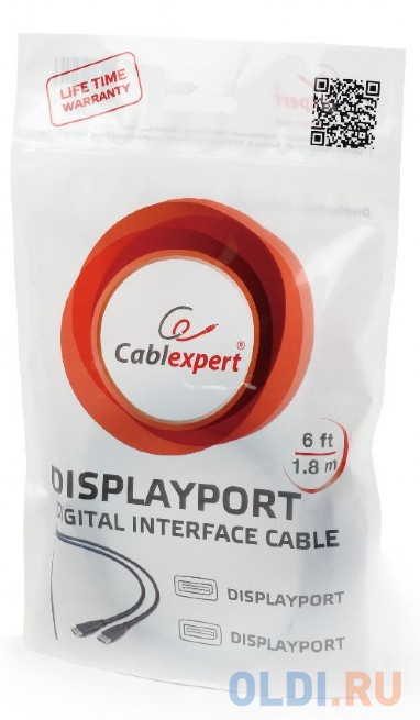 Кабель DisplayPort 1.8м Gembird CC-DP2-6 круглый черный фото