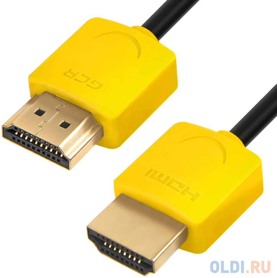 Кабель HDMI 0.5м Green Connection GCR-51584 круглый черный/желтый, цвет черный/желтый - фото 1