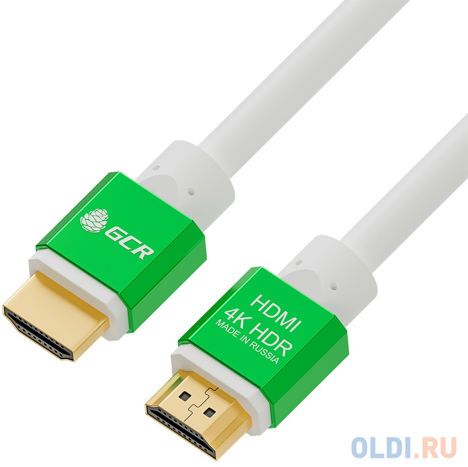 Кабель HDMI 2м Green Connection GCR-51294 круглый бело-зеленый кабель hdmi 1 5м green connection gcr hm311 1 5m круглый