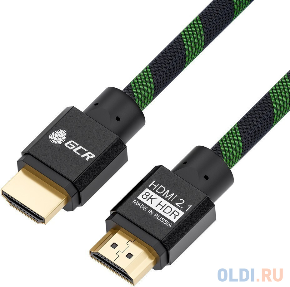 Кабель HDMI 1м Green Connection GCR-51833 круглый черный/зеленый - фото 2