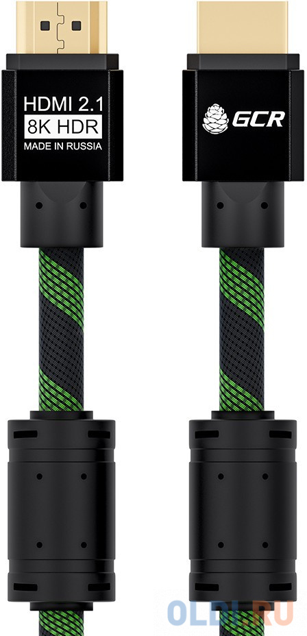 Кабель HDMI 1м Green Connection GCR-51833 круглый черный/зеленый - фото 3