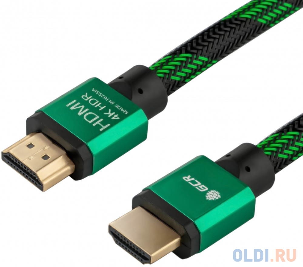 Кабель HDMI 1м Green Connection GCR-51485 круглый зеленый - фото 1