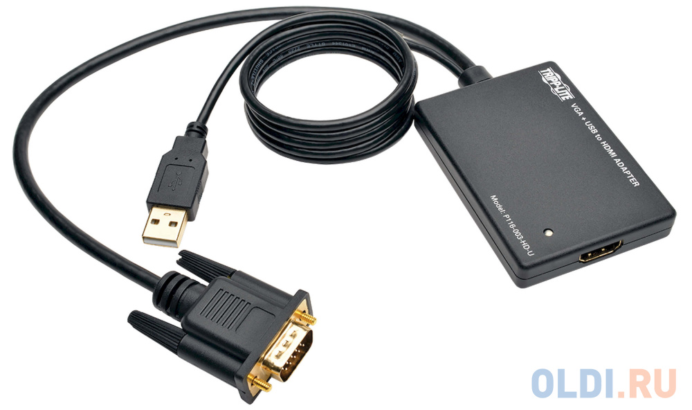 

Переходник HDMI VGA 0.15м Tripplite P116-003-HD-U круглый черный